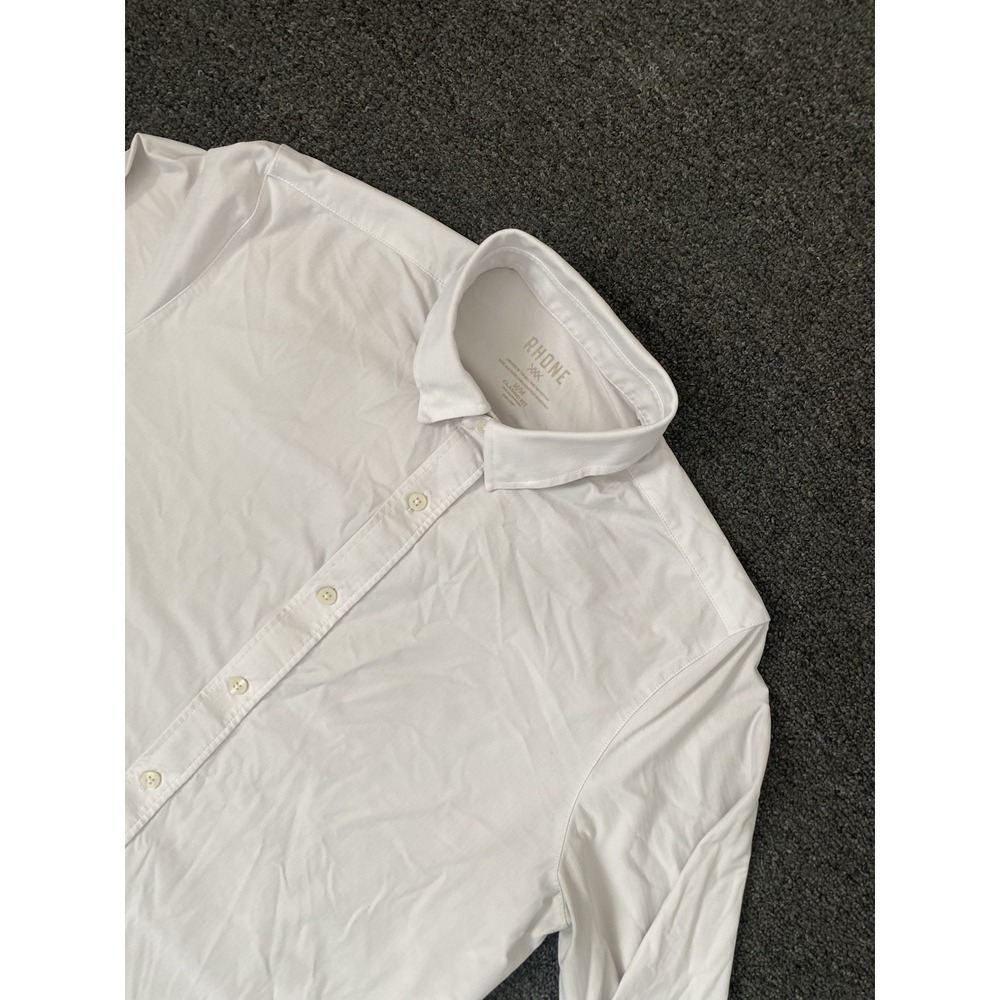 Rhone Commuter Long Sleeve Button Up Shirt White Mens Medium Lightweight Casual